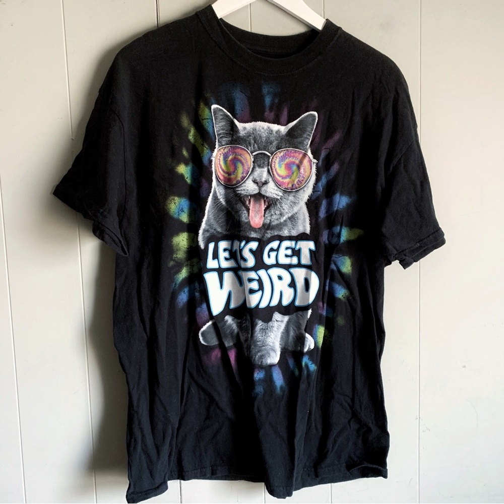 ODM Crazy Hippie Cat Tie Dye Graphic TShirt XL